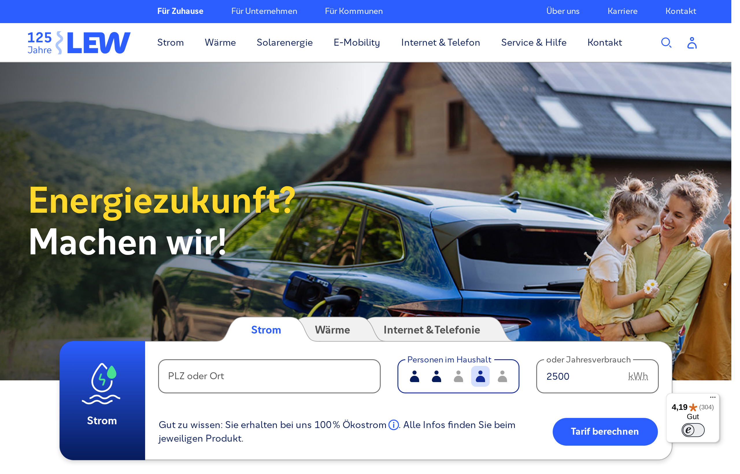 Website der Lechwerke (LEW)